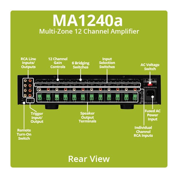 Dayton Audio MA1240a Multi-Zone 12 Channel Amplifier